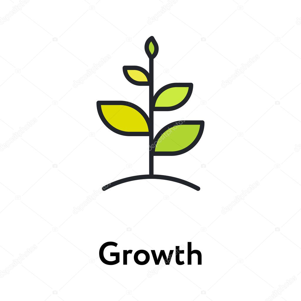 Growth Plant Business Flat Color Line Stroke Icon Pictogram