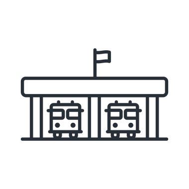 Yangın departmanı bina. Vektör düz çizgi kontur simgesini.