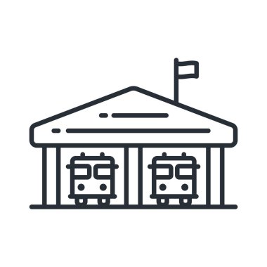 Yangın departmanı bina. Vektör düz çizgi kontur simgesini.