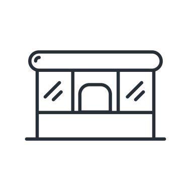 Kiosk Shop mağaza bina. Vektör düz çizgi kontur simgesini.