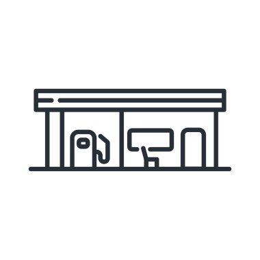 Gaz istasyonu yakıt bina. Vektör düz çizgi kontur simgesini.