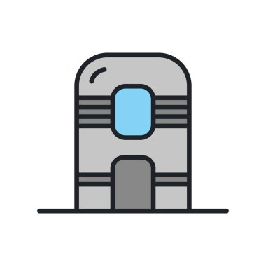 Modern mimari ofis binası. Vektör düz çizgi kontur simgesini.