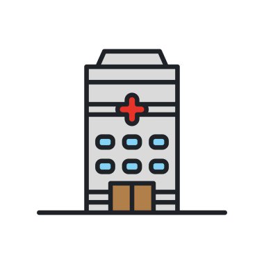 Hastane Tıp binası. Vektör düz çizgi kontur simgesini.