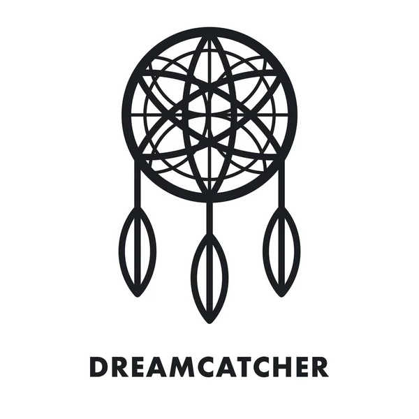 Dreamcatcher Indian Ethnic Feather Ornament Vector Flat Line Stroke Icon — Image vectorielle