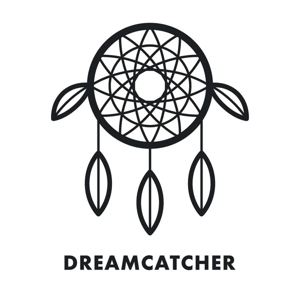 Dreamcatcher Indian Ethnic Feather Ornament Vector Flat Line Stroke Icon — Image vectorielle