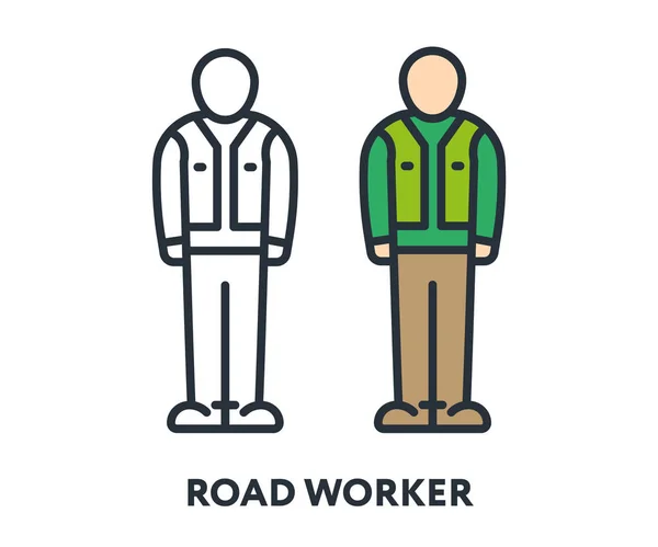 Road Worker Builder Hombre Hombre Carácter Uniforme Chaleco Chaleco Vector — Vector de stock