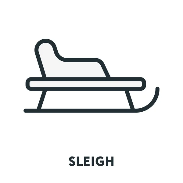 Slee Sledge Vector Platte Lijn Beroerte Pictogram — Stockvector