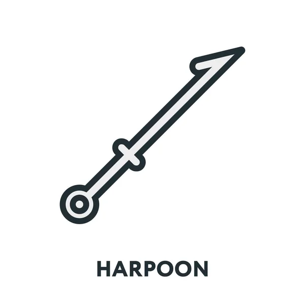 Harpoen Wapen Vector Platte Lijn Beroerte Pictogram — Stockvector