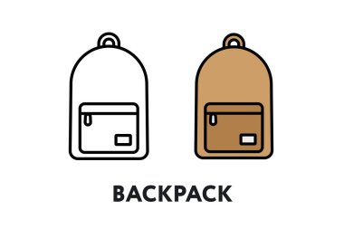 Sırt çantası sırt çantanı vektör düz çizgi kontur simgesini kamp