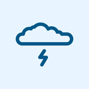 Bulut fırtına yağmur hava vektör düz çizgi kontur simgesini