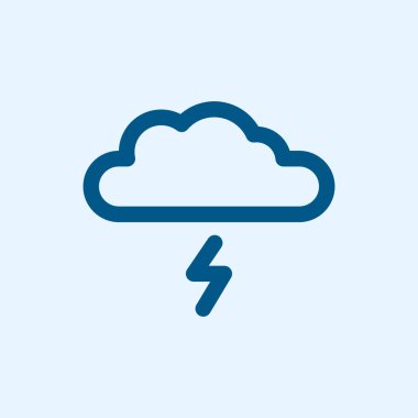 Bulut fırtına yağmur hava vektör düz çizgi kontur simgesini