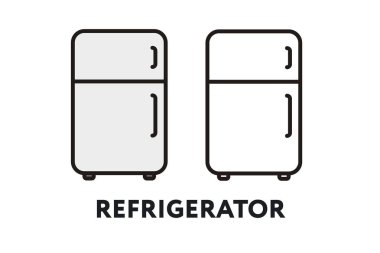 Mutfak buzdolabı buzdolabı vektör düz çizgi kontur simgesini