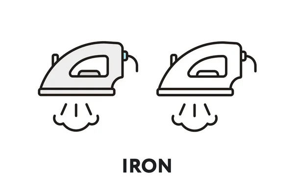 Iron Clothing Repassage Vapeur Heat Press Icône Course Vectorielle Ligne — Image vectorielle