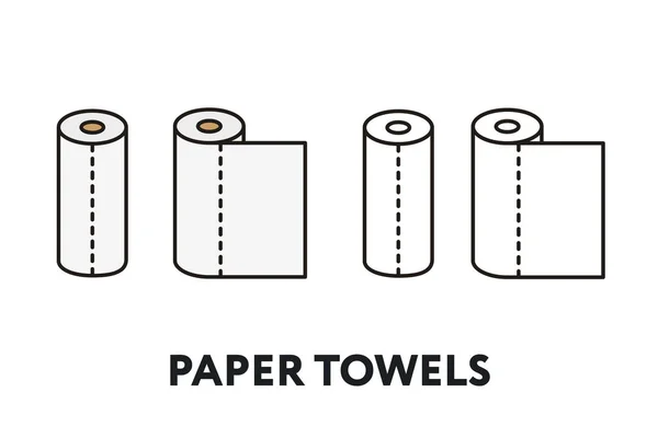 Toalla Papel Servilleta Rollvector Flat Line Stroke Icon — Archivo Imágenes Vectoriales