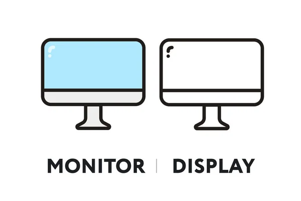 Ícone Screenvector Flat Traçado Linha Monitor Display — Vetor de Stock