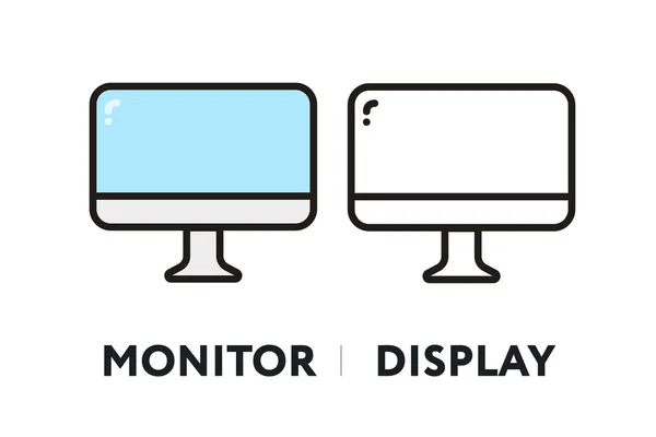 Pantalla Del Monitor Vector Icono Trazo Línea Plana — Vector de stock