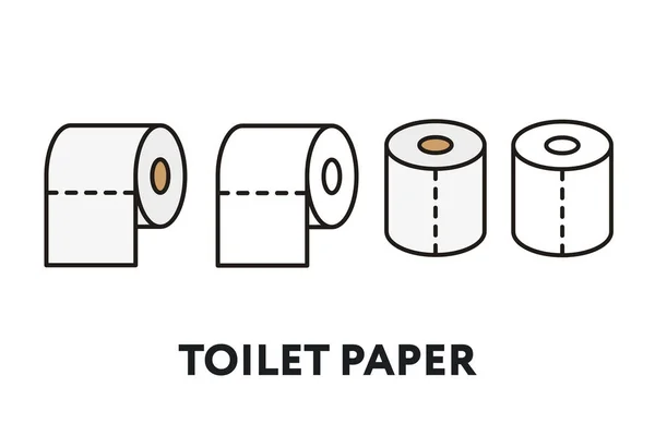 Toilet Paper Roll Vector Flat Line Stroke Icon — Stock Vector