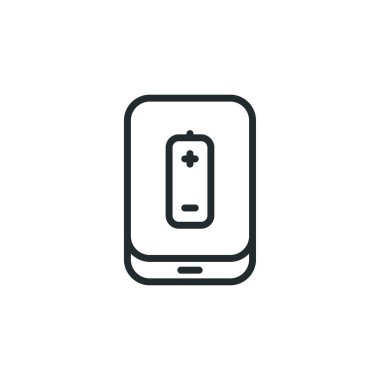 Güç banka pil telefon Chargervector düz çizgi kontur simgesini
