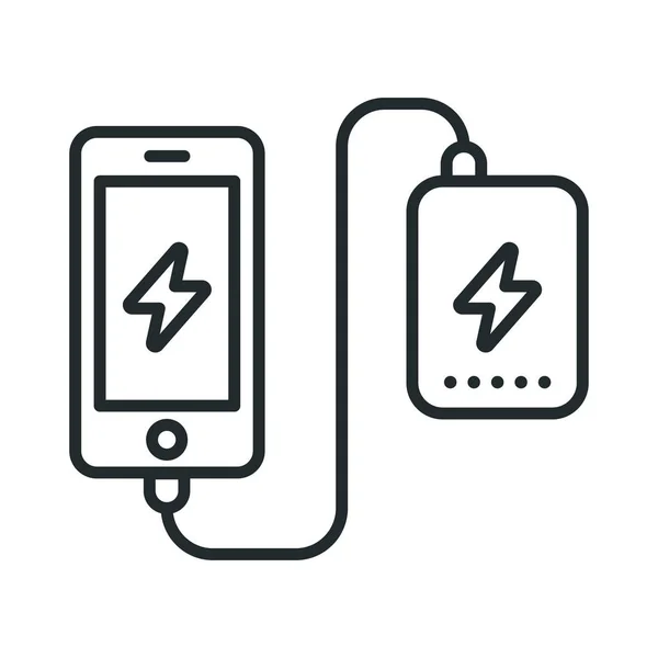 Güç banka pil telefon Chargervector düz çizgi kontur simgesini