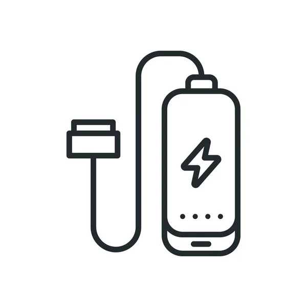 Banco Potência Bateria Telefone Carregador Vetor Linha Plana Curso Ícone — Vetor de Stock