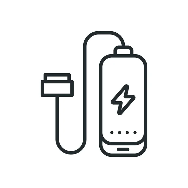 Енергетичного Банка Телефон Chargervector Плоским Лінії Обведення Піктограма Акумулятора — стоковий вектор