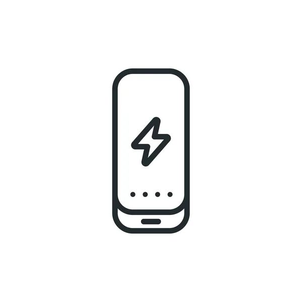 Power Bank Battery Phone Chargervector Flat Line Stroke Icon — Stock Vector