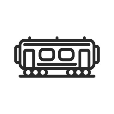 Kargo trende vagon konteyner düz çizgi vektör simgesi