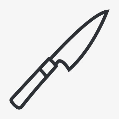 Mutfak bıçak hançer bıçak düz çizgi vektör simgesi