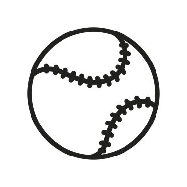 Beyzbol Softball topu en az düz çizgi anahat kontur simgesini piktogram sembol