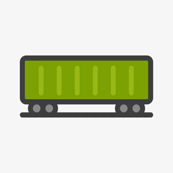 Cargo Wagon Pociągu Wagonów Kontenera Flat Line Wektor Ikona — Wektor stockowy