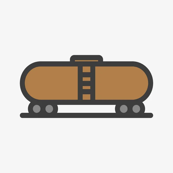 Carga Vagão Trem Ferroviário Recipiente Linha Plana Vetor Ícone — Vetor de Stock