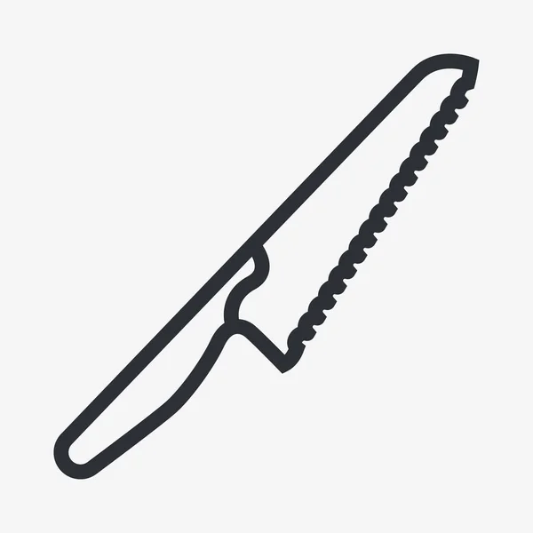 Kitchen Knife Dagger Blade Flat Line Vector Icon — Stock Vector