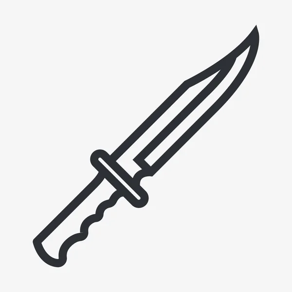 Hunting Knife Dagger Blade Flat Line Vector Icon — Stock Vector