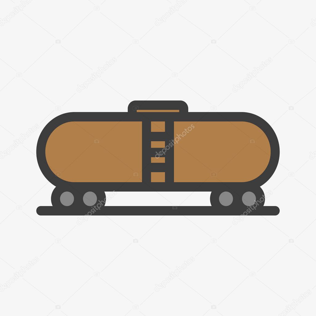 Cargo Wagon Train Railcar Container Flat Line Vector Icon