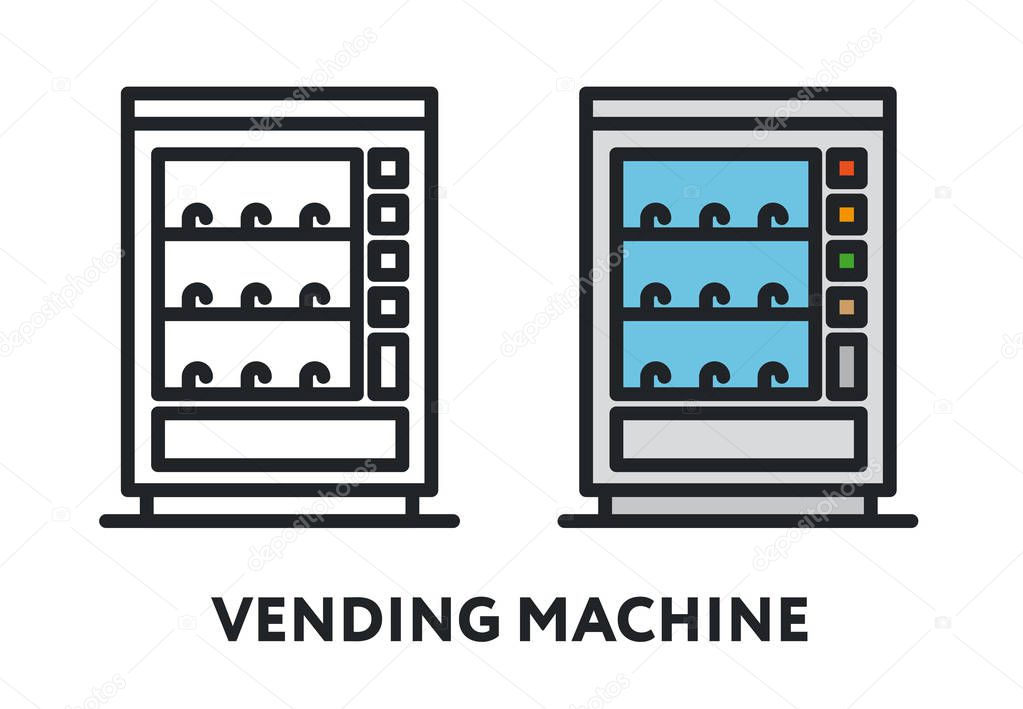 Automatic Vending Machine. Vector Flat Line Stroke Icon
