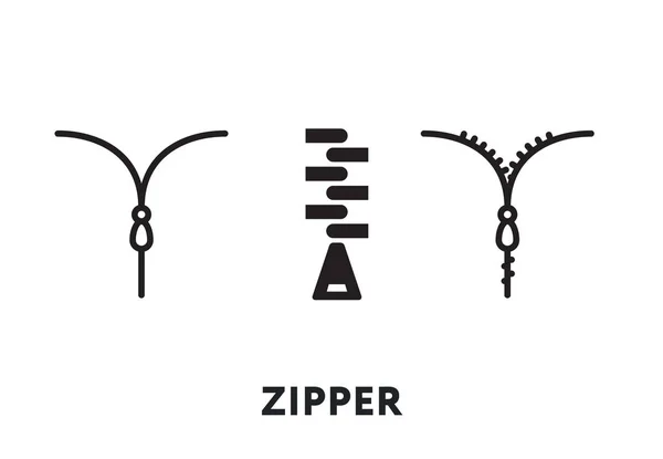 Одяг Блискавка Zip Lock Векторна Піктограма Плоскої Лінії — стоковий вектор