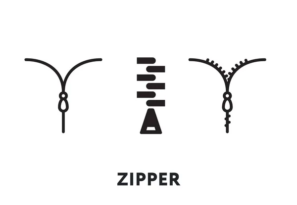 服装拉链 拉链锁 矢量扁线冲程图标 — 图库矢量图片