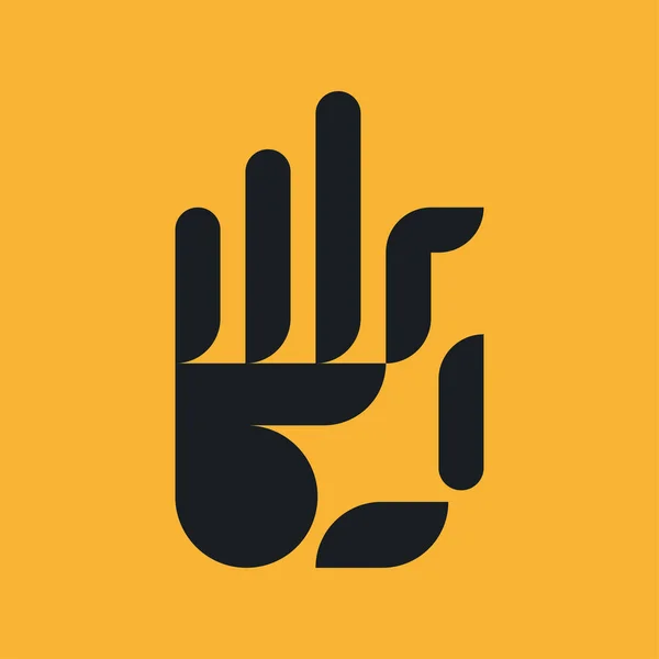 Okay Fine Good Hand Gesture Geometric Vector Logo Icon — Stock Vector