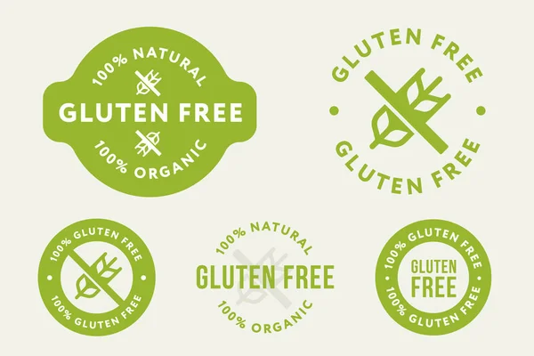 Libre Gluten Sin Trigo Dieta Para Alergia Colección Verde Ecológico — Vector de stock