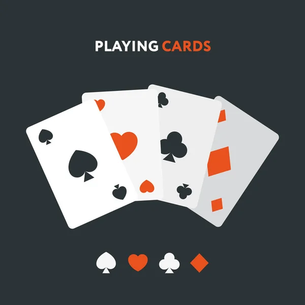 Jogar Cartas Espadas Corações Diamantes Tacos Poker Blackjack Gambling Ilustração — Vetor de Stock