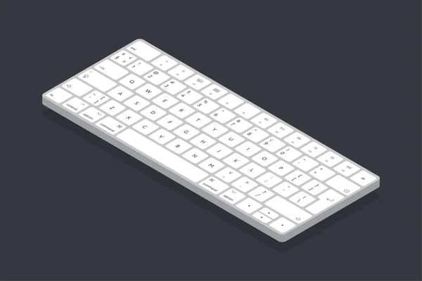 Isometrische Moderne Computer Desktop Laptop Keyboard Toetsenbord Witte Knoppen Toetsen — Stockvector