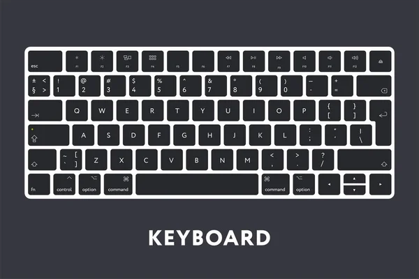 Moderne Computer Desktop Laptop Keyboard Toetsenbord Zwarte Knoppen Toetsen — Stockvector