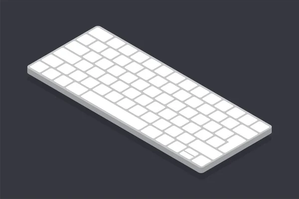 Teclado Isométrico Moderno Computador Desktop Laptop Teclas Botões Brancos — Vetor de Stock