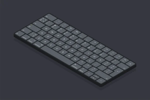 Isometrische Moderne Computer Desktop Laptop Tastatur Dunkle Tasten — Stockvektor