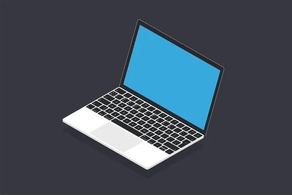 Isometrische Detaillierte Laptop Computer Moderne Tastatur Schwarze Tasten — Stockvektor