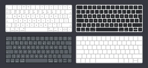 Conjunto Vectorial Botones Teclado Computadora Portátil Escritorio Moderno Carta Símbolos — Vector de stock