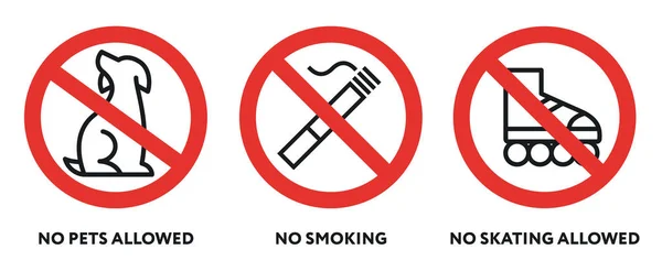 Yasaklama İşaretleri. Evcil hayvan yok, sigara içmek, paten kaymak yasak. Köpek, Sigara, Silindirler. 