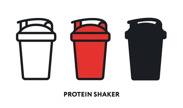 Kunststof Eiwit Shaker Cup Sport Voeding Drinken Pictogram Voor Platte — Stockvector