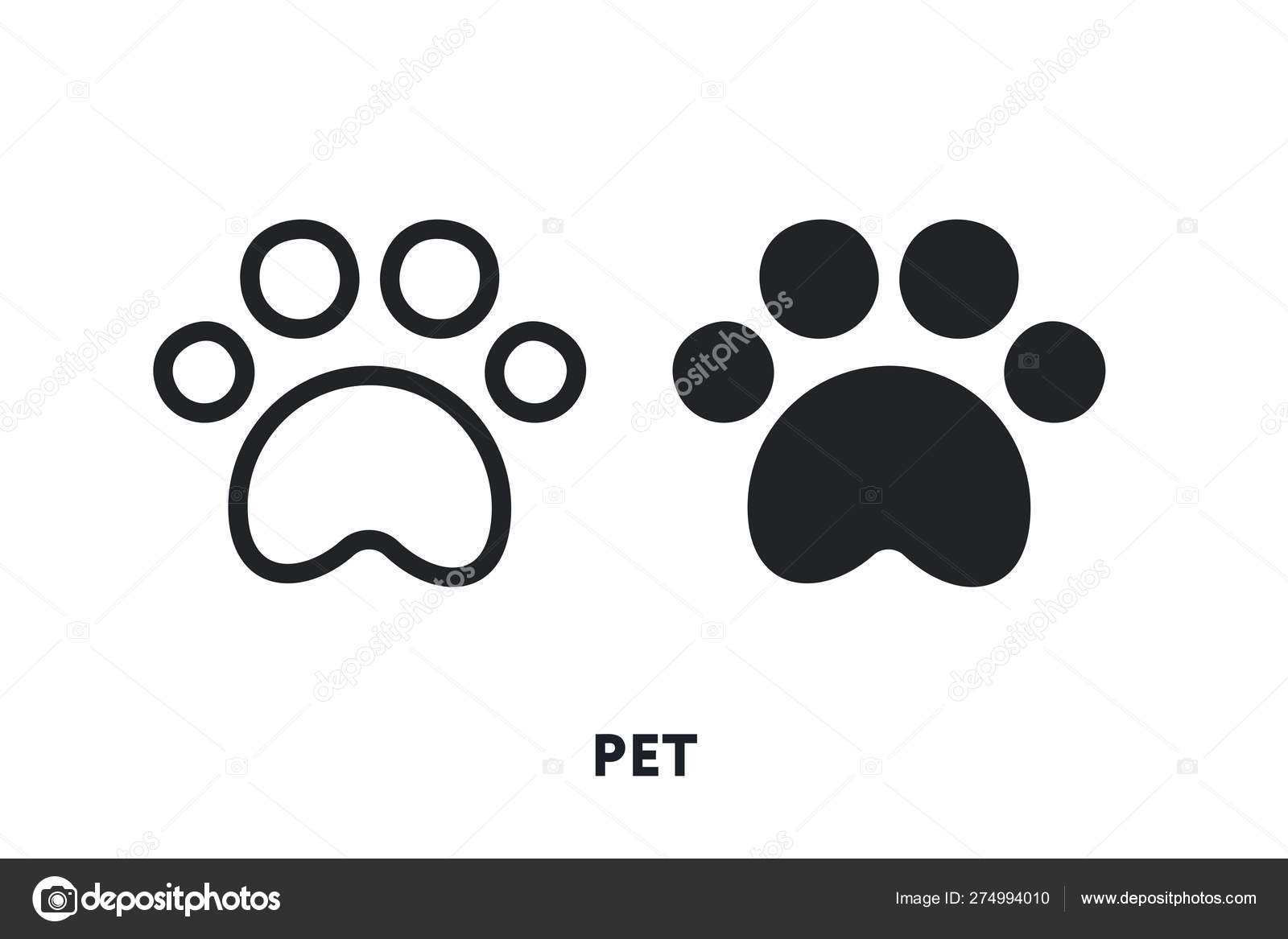 ペットポー猫犬の足跡 ベクトルフラットラインアイコンイラスト ペットポー猫犬の足跡 ベクトルフラットラインアイコンイラスト