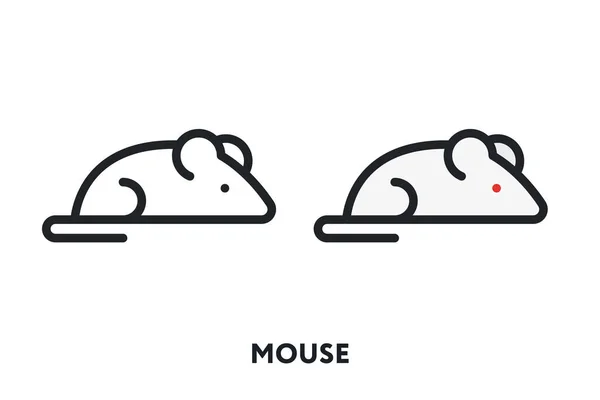 Mouse Rat Animal Tail Vector Flat Line Icon Illustration — Stock Vector